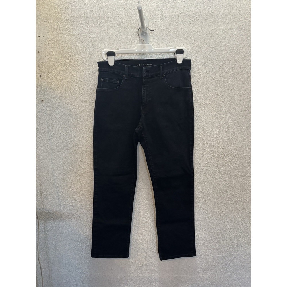 Mott and Bow Straight Fit Jeans Mens 33x32, Black Stretch Modern Premium